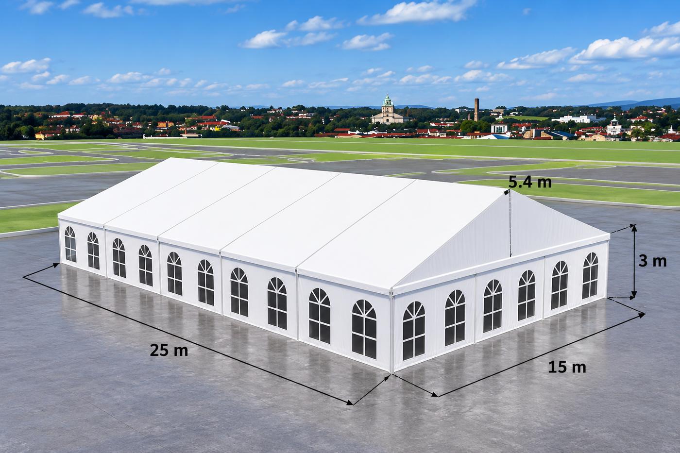 3D marquee tent structure with dimensions
